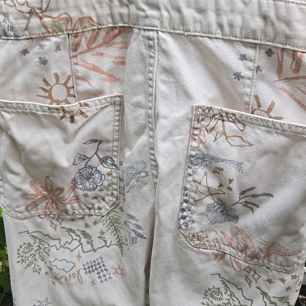 We The Free People Ziggy Pastel Floral Denim Overall Oversized Boho Hippie Y2K - Picture 8 of 11